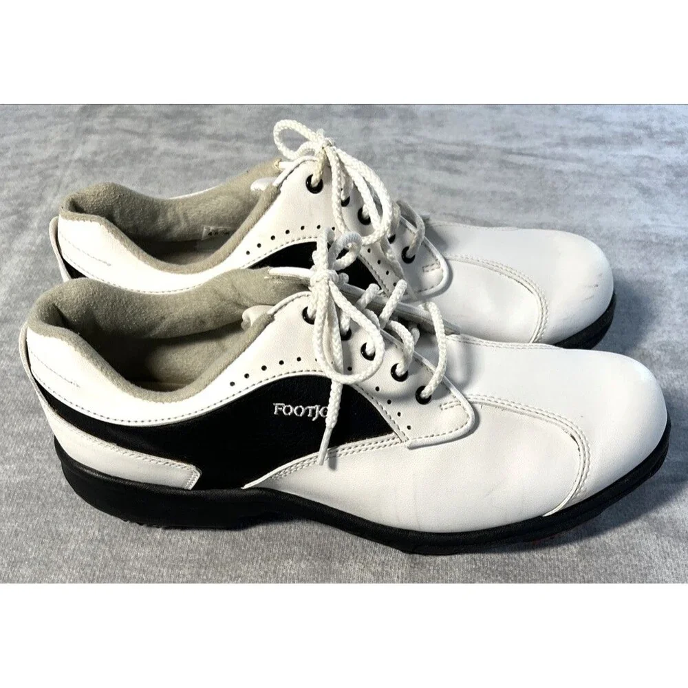 FootJoy GreenJoys Women’s Golf Shoes 9M Black White Saddle Soft Spikes 48384